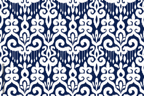 Asian Ethnic Ikat Ornament Vector Seamless Pattern