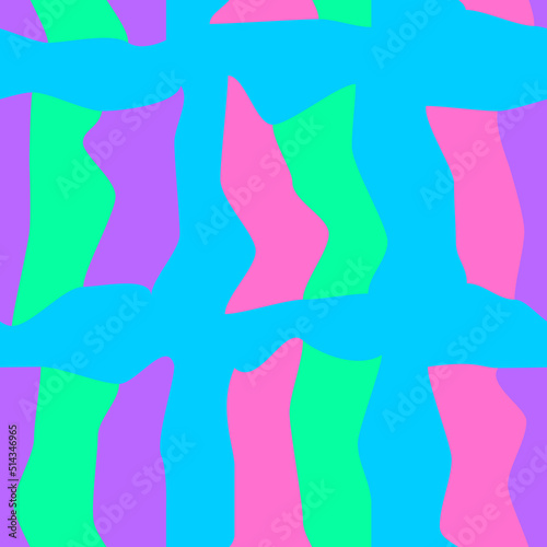 Vector seamless pattern of Y2K in Retro style. Vintage Psychedelic. Groovy curvy. Happy Positive. 70s, 80s, 90s vibes. Hypnotic pattern.