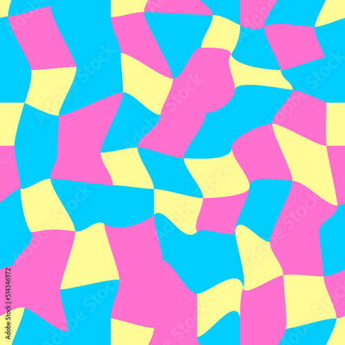 Vector seamless pattern of Y2K in Retro style. Vintage Psychedelic. Groovy curvy. Happy Positive. 70s, 80s, 90s vibes. Hypnotic pattern.