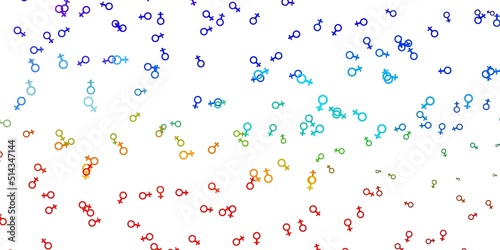 Light Multicolor vector pattern with feminism elements.