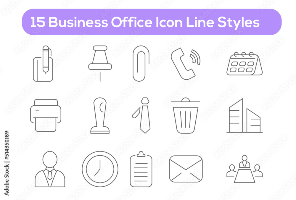 Business Office Icon Line Styles - Editable Stroke - Pixel Perfect Business Office Icon Line Styles - Editable Stroke - Pixel Perfect