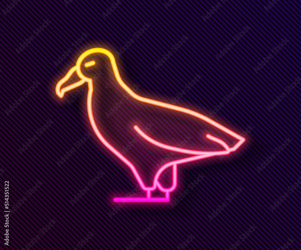 Glowing neon line Albatross icon isolated on black background. Vector Glowing neon line Albatross icon isolated on black background. Vector