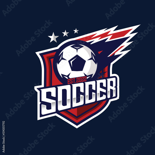 Soccer Football Badge Logo Design Templates | Sport Team Identity Vector Illustrations isolated on navy Background