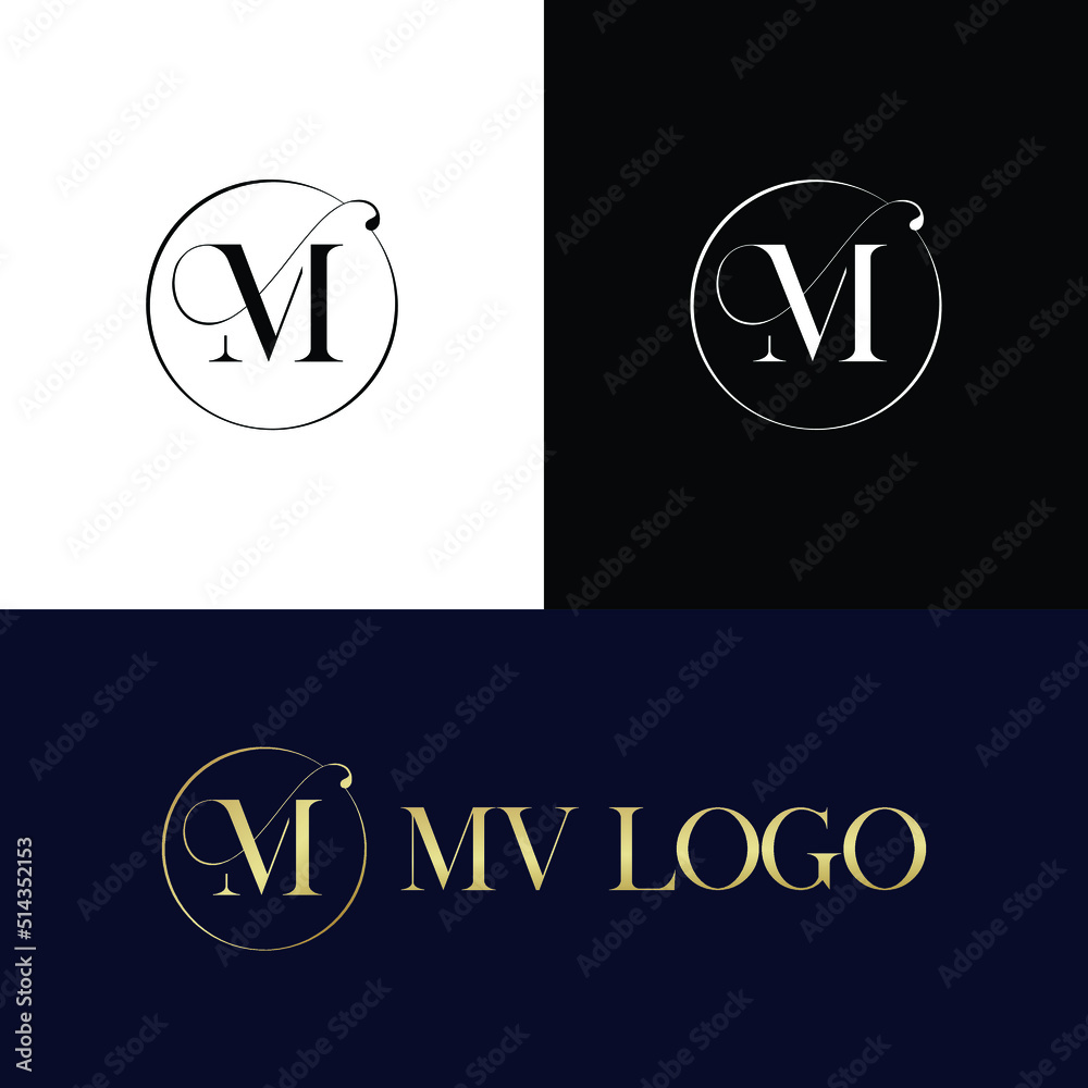 Mv luxury fashion logo or VM modern logo, icon, letter, initials, and ...