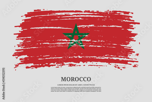 Morocco flag with brush stroke effect and information text poster, vector
