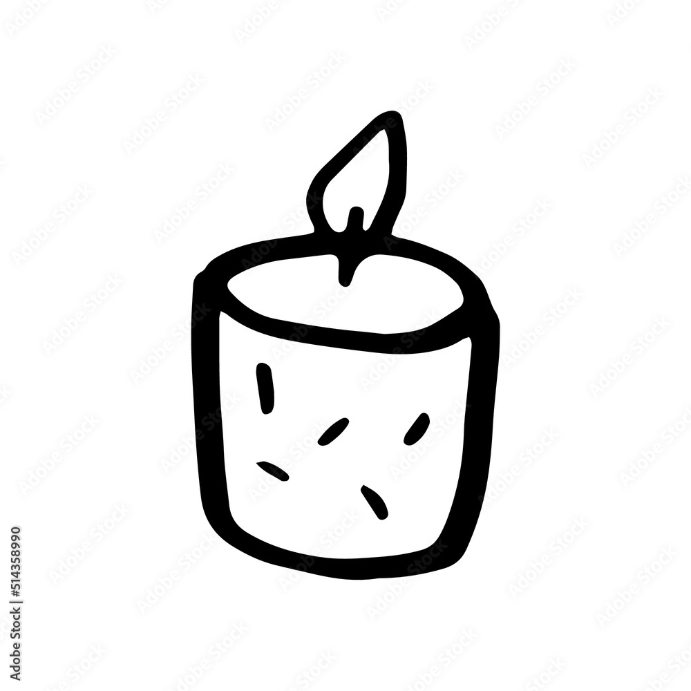 Doodle candle in a glass. Vector illustration