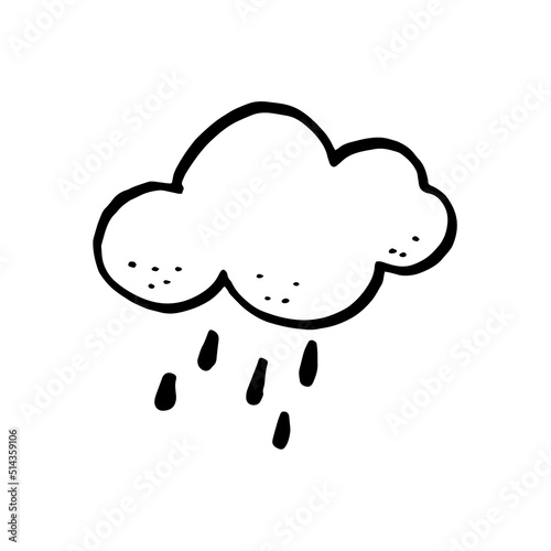 Doodle hand-drawn rain cloud. Vector illustration
