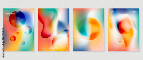 Abstract fluid gradient background vector. Minimalist style cover template with shapes, colorful and liquid color. Modern wallpaper design perfect for social media, idol poster, photo frame. 