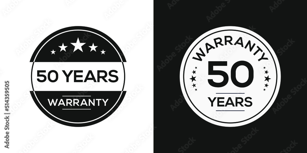 50 years warranty seal stamp, vector label. 50 years warranty seal stamp, vector label.
