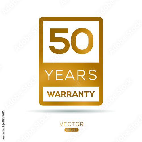 50 years warranty seal stamp, vector label.
