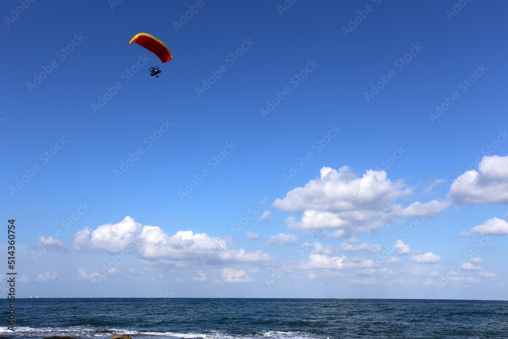 Paragliding over the Mediterranean Sea Paragliding over the Mediterranean Sea