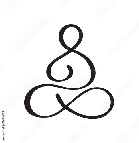 Yoga Lotus pose icon Vector Logo concept. Meditation Yoga Minimal Symbol. Health Spa Meditation Harmony Zen Logotype. Creative Graphic Sign design template