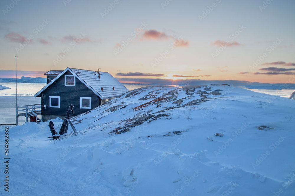 Greenlandic house in the snow