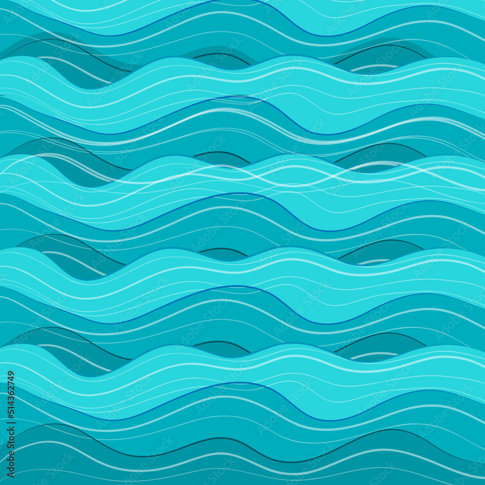 Fototapeta premium Summer Ocean Waves Japanese Wave Pattern 