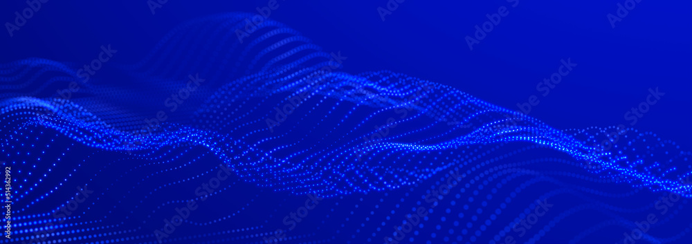 Beautiful curved wave on a dark background. Digital technology background. Concept of network. 3D Beautiful curved wave on a dark background. Digital technology background. Concept of network. 3D