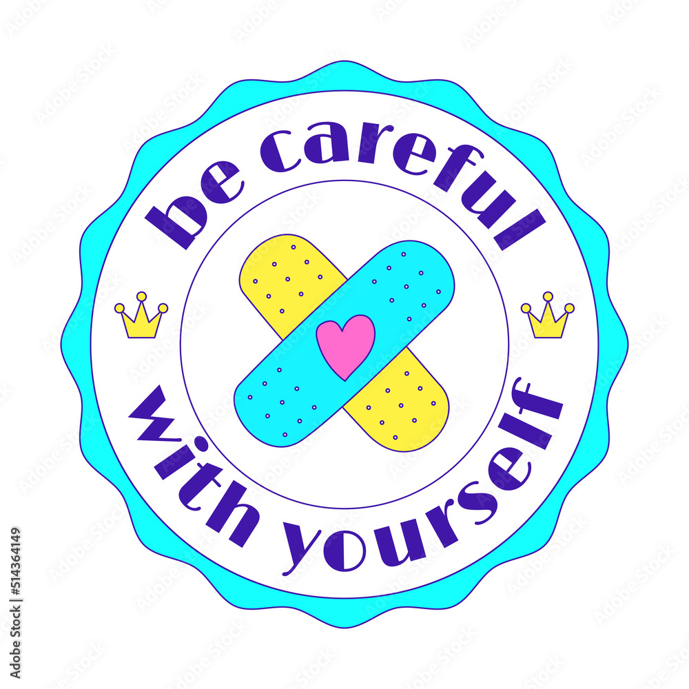 Vetor de Girly motivating Y2K sticker. A round sticker with a patch