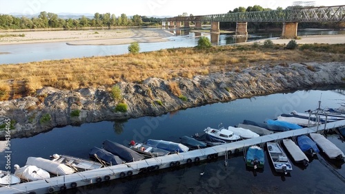 Wallpaper Mural  problems of drought and aridity in the almost waterless Po river with large expanses of sand and no water - climate change and global warming, Drone view in Ponte Spessa Arena Po - Save the planet  Torontodigital.ca
