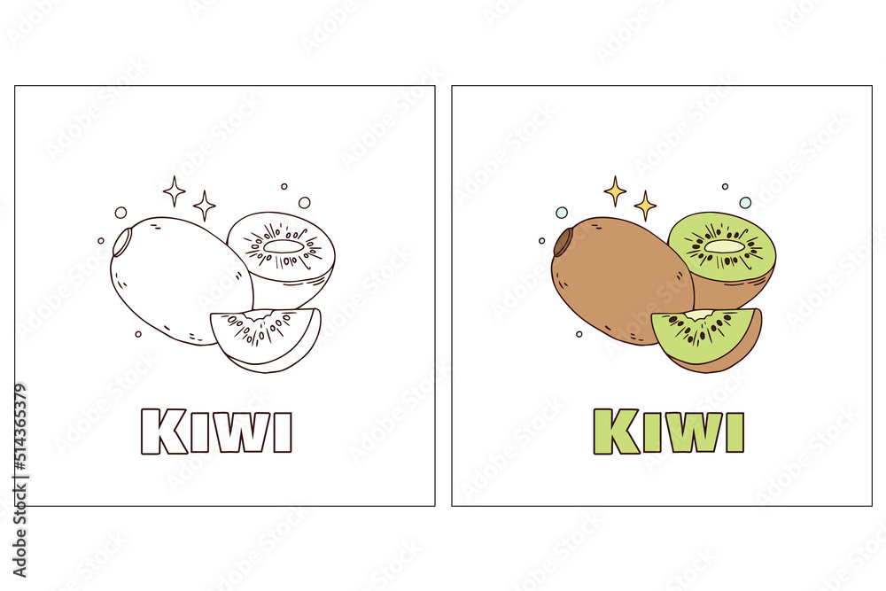 A for Kiwi Hand Drawn Coloring Page