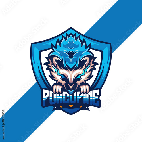Porcupine esport logo vector design mascot. suitable for gamer logos, streamer, etc