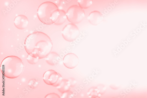 Abstract Beautiful Transparent Pink Soap Bubbles Background with Copy Space. Soap Sud Bubbles Water 