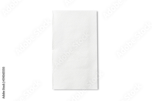 Blank White paper napkin mockup isolated on white background. 3d rendering. photo