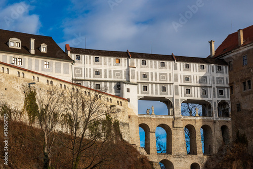 Beautiful view to church and castle in Cesky Krumlov, Czech republic