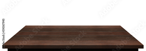 Empty wood top table on isolated white background, Included clipping path	