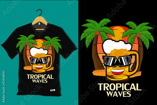 Tropical Waves Retro T Shirt Design