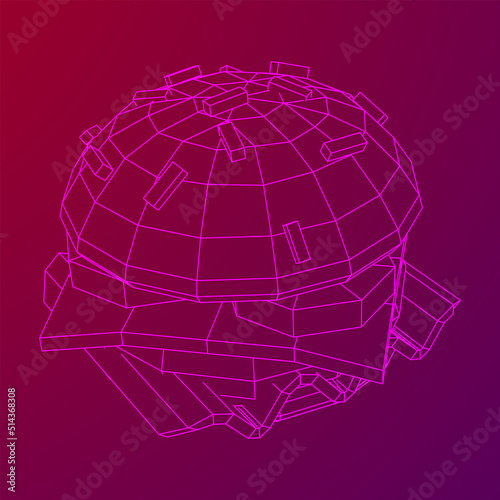Hamburger or cheeseburger wireframe low poly mesh