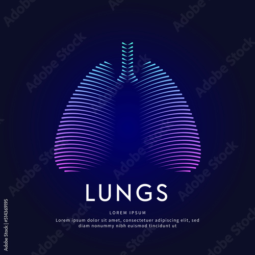 Human lungs medical structure. Vector logo lungs color silhouette on a dark background. EPS 10 photo