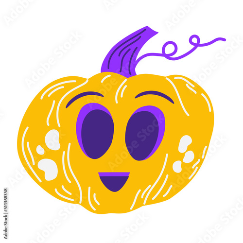 Pumpkin Halloween. Orange pumpkins with smiles for your design for the holiday. Happy Halloween Vector cartoon illustration isolated on the white background.