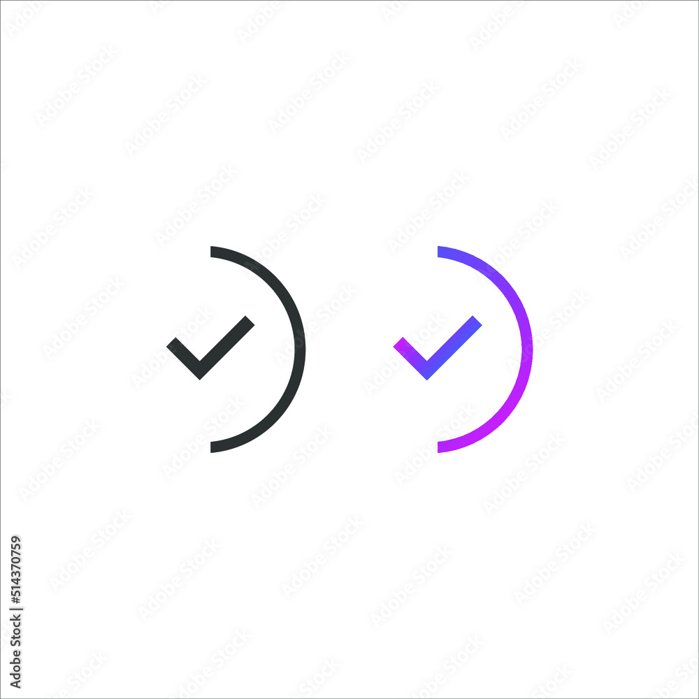 Checkmark icon, in solid and gradient color Checkmark icon, in solid and gradient color