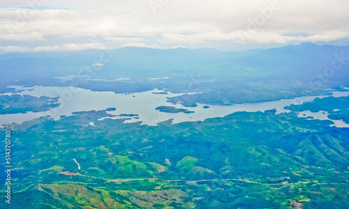 The big rivers on the island of Borneo are seen from above.