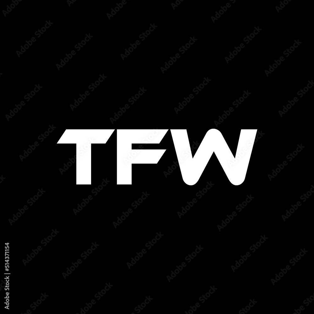 TFW letter logo design with black background in illustrator, vector logo modern alphabet font overlap style. calligraphy designs for logo, Poster, Invitation, etc.