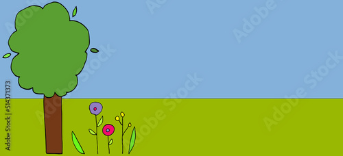 Photos field, tree and flowers