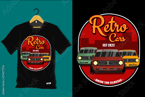 Retro Cars Drive the Classic T Shirt Design
