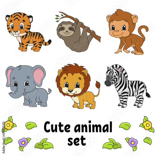 Cartoon character. Animal theme. Colorful vector illustration. Isolated on white background. Design element. Template for your design, books, stickers, cards.