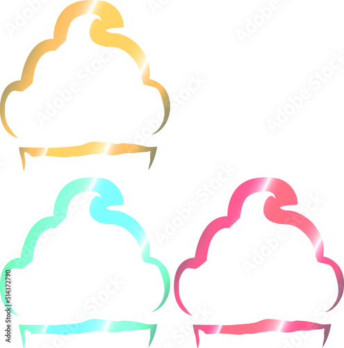 Vector cupcake, torta, pastelería, dulcería, para logo o edición, degradado, amarillo, azul, rojo
