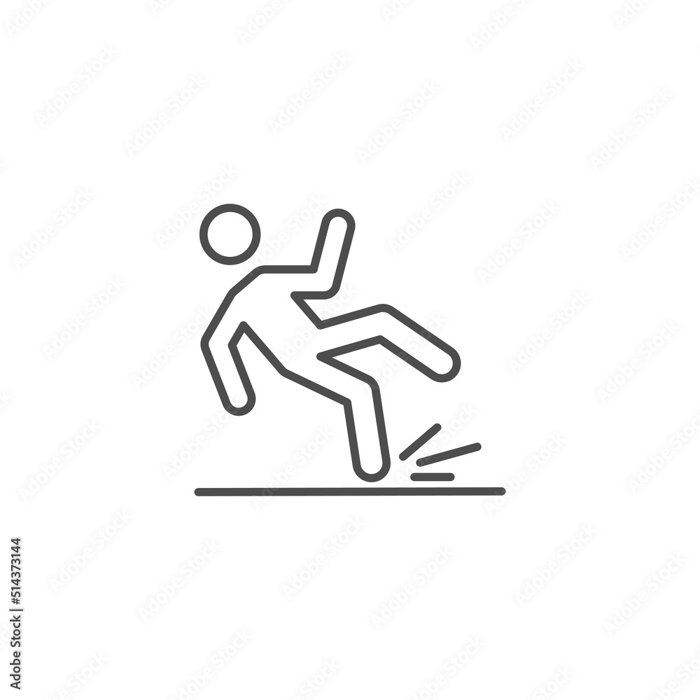 Man slipped on slippery floor, icon vector illustration Man slipped on slippery floor, icon vector illustration