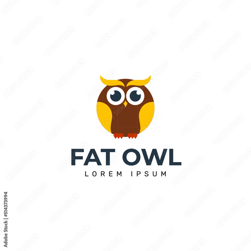 Fat owl logo design template