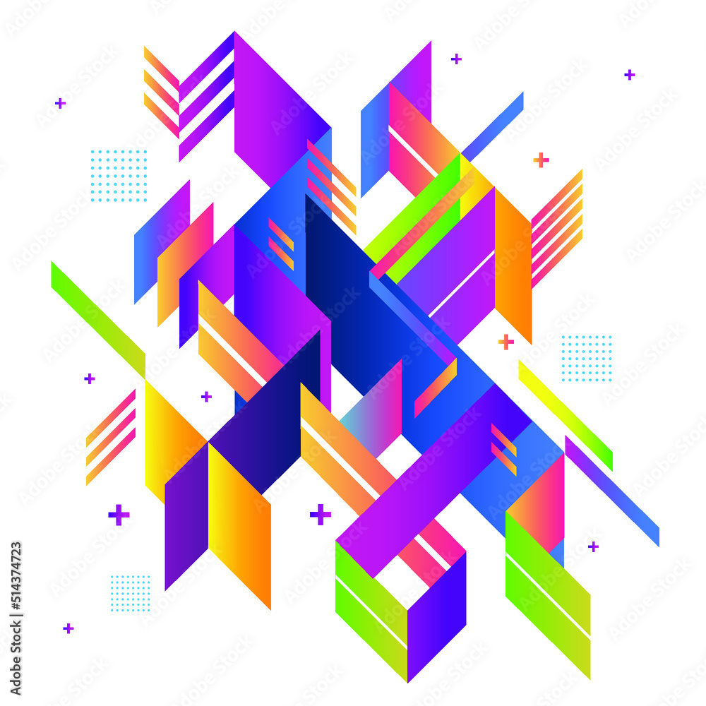 Obraz premium Geometric abstract element pattern with colorful gradient vector background