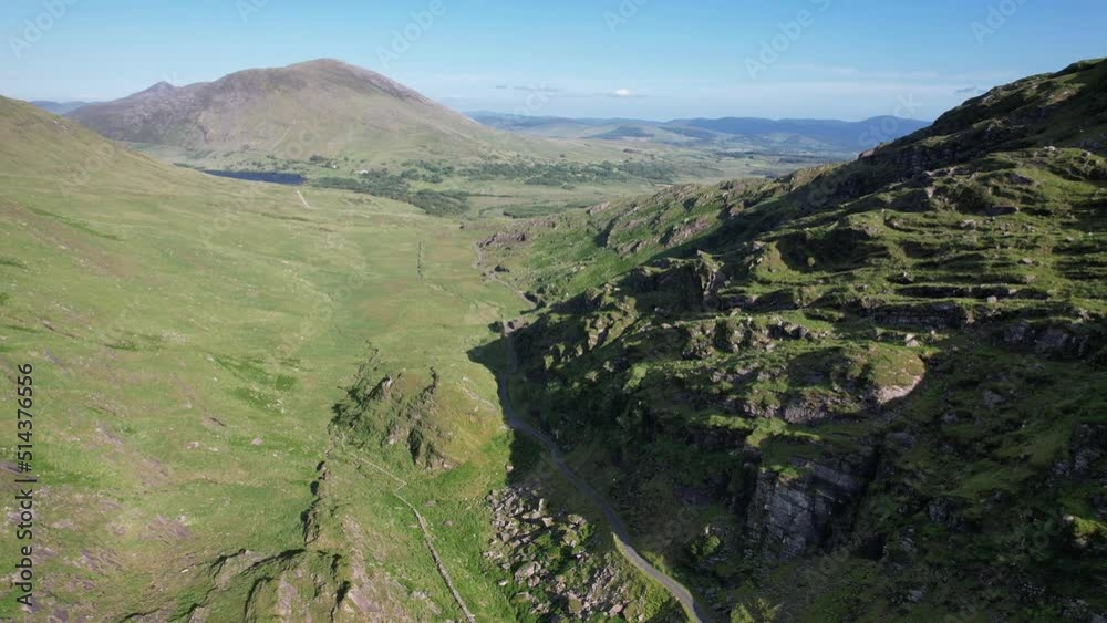 Ballagha Sheen Pass  Killarney National Park  Ireland drone aerial view