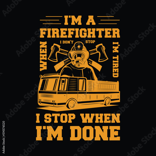 Firefighter Vector T shirt Design 
