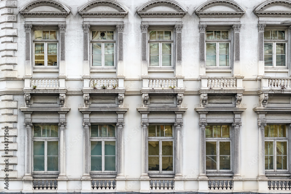Facade of neoclassical building in London, England
