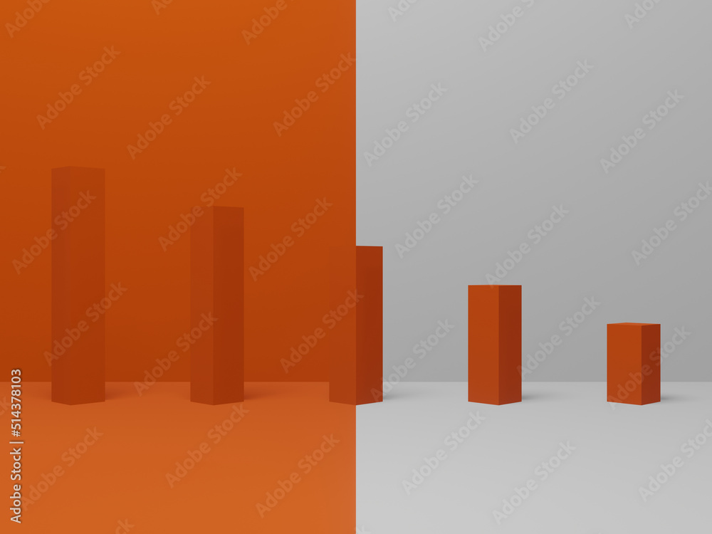 3D white and orange geometric background