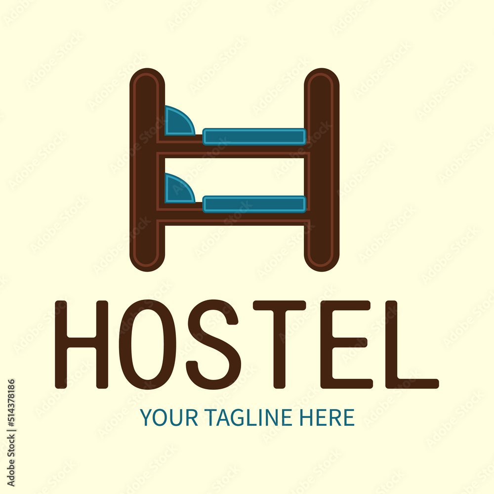 Hostel or hotel sign. Comfort creative element. Bunk bed logo. Hostel or hotel sign. Comfort creative element. Bunk bed logo.
