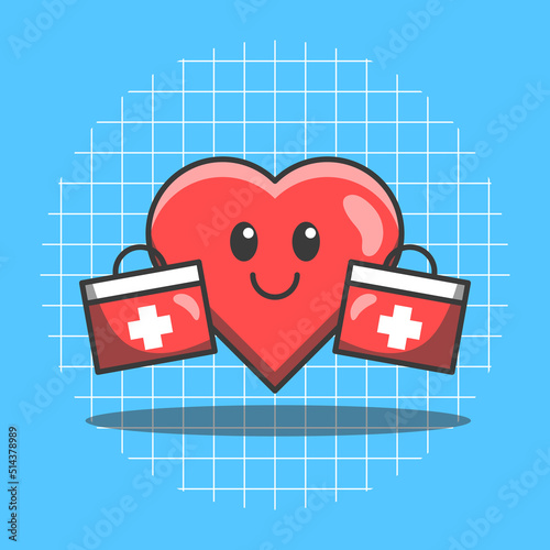 Heart carrying medicine bag vector illustration. World organ donation day.