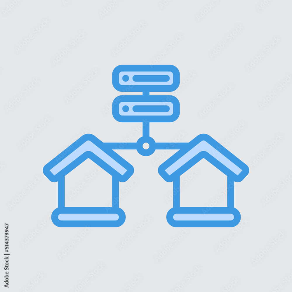 Database icon in blue style about smart home, use for website mobile app presentation Database icon in blue style about smart home, use for website mobile app presentation