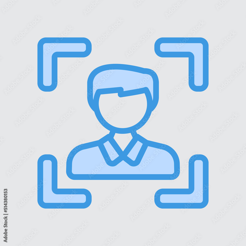 Face recognition icon in blue style about smart home, use for website mobile app presentation Face recognition icon in blue style about smart home, use for website mobile app presentation