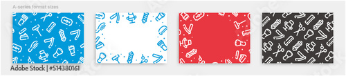 Barber icon pattern background for graphic design.A-size horizontal vector template set.
